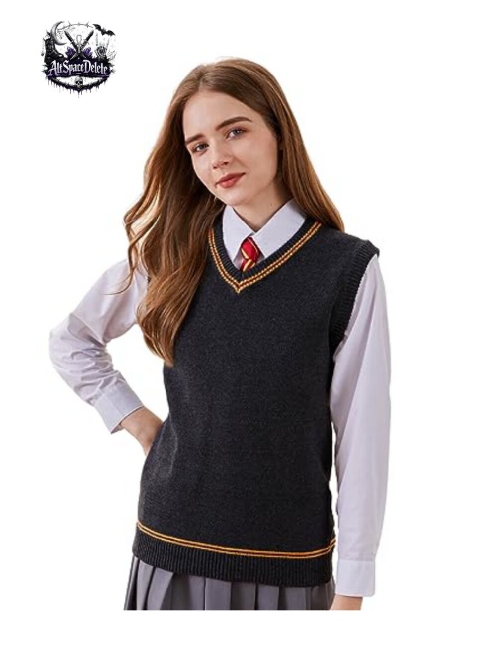 Knit V-Neck Sweater Vest Sleeveless Cosplay Costume Pullover